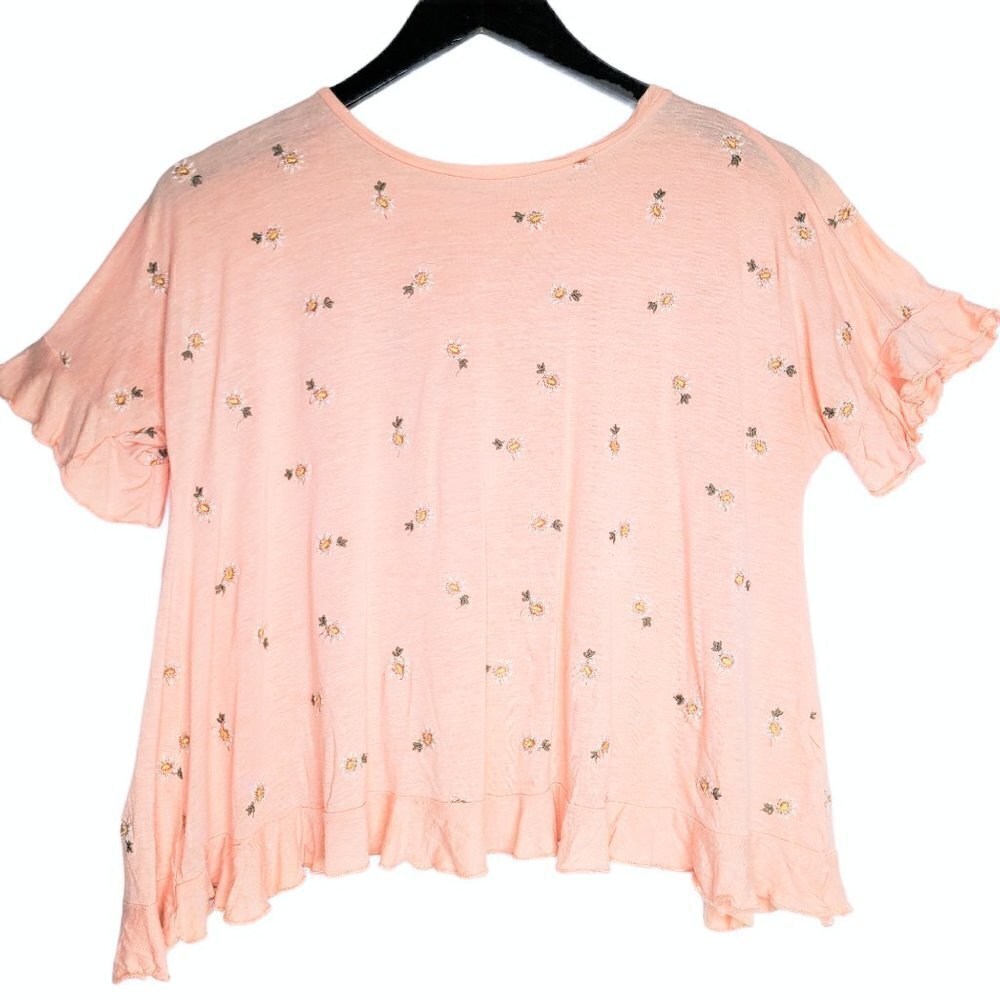 Sadie & Sage Peach Floral Ruffle Crop Sexy Back